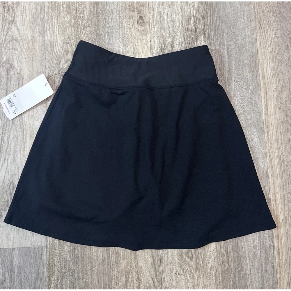 Yogalicious Nudetech Rib & Tonic Skort Black XS Tennis Skirt UPF 50+ SKY4348 NEW